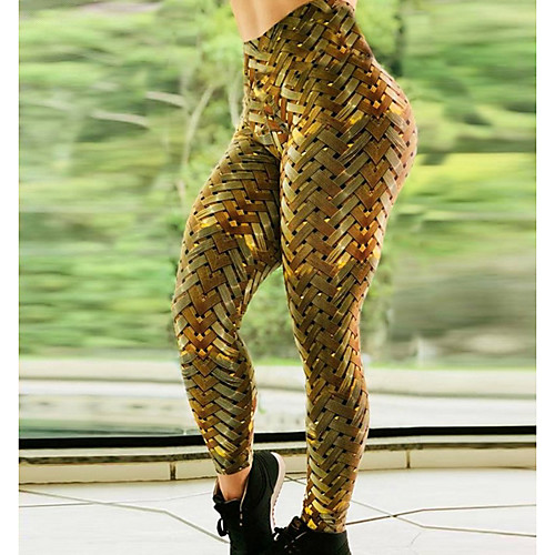 

Women's Basic Legging Striped Print Mid Waist Black Purple Yellow S M L / Slim