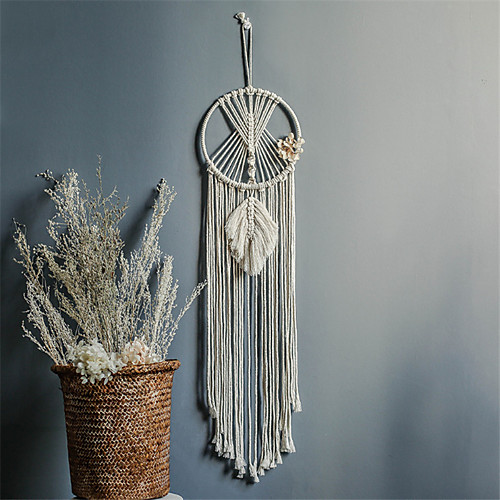 

Led Boho Dream Catcher Handmade Gift Wall Hanging Decor Art Ornament Craft Woven Macrame Nordic Leaf 9520cm for Kids Bedroom Wedding Festival