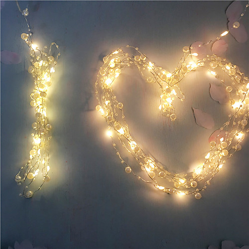 

2M 20Leds Warm White Fairy Lights LED Wire String Pearl Holiday Light Copper Twinkle Lighting For Wedding Home Party Christmas Garland Decoration AA Battery Power (come without battery)