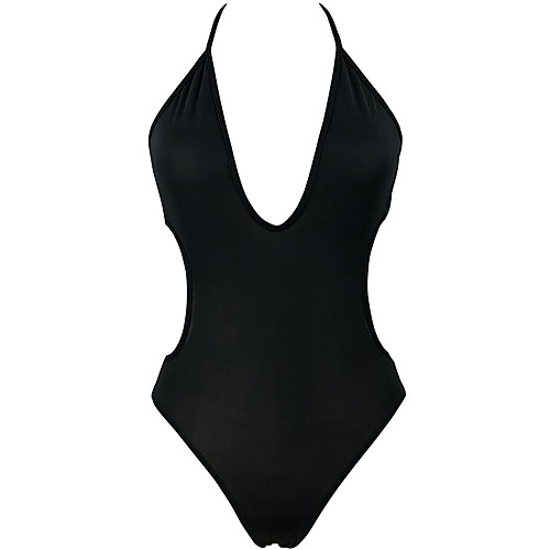 

Women's Plus Size Basic Cheeky Bikini One-piece Swimwear Swimsuit - Solid Colored Backless S M L Black