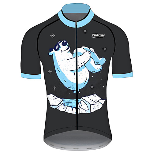 

21Grams Men's Short Sleeve Cycling Jersey Spandex Bule / Black Solid Color Bear Animal Bike Jersey Top Mountain Bike MTB Road Bike Cycling UV Resistant Breathable Quick Dry Sports Clothing Apparel