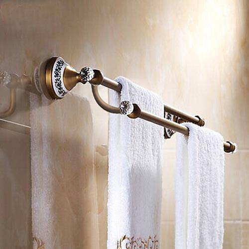 

Towel Bar Antique Brass / Crystal / Ceramic 1 pc - Hotel bath 2-tower bar