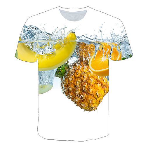 

Men's T shirt Color Block 3D Fruit Plus Size Print Short Sleeve Daily Tops Basic Exaggerated Rainbow
