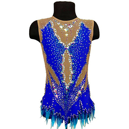 

Rhythmic Gymnastics Leotards Artistic Gymnastics Leotards Women's Girls' Kids Leotard Spandex High Elasticity Breathable Handmade Sleeveless Training Dance Rhythmic Gymnastics Artistic Gymnastics Blue