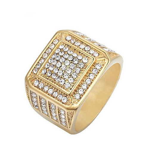 

Ring Geometrical Gold Silver Rhinestone Titanium Steel Precious Fashion 1pc 9 10 / Men's