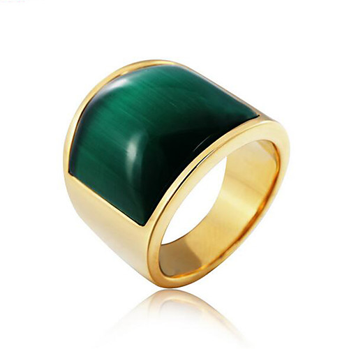 

Men's Ring Cat's Eye 1pc Green Gray Coffee Titanium Steel Stone Square Vintage Fashion Birthday Party Evening Jewelry Geometrical Precious