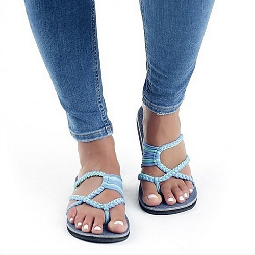 

Women's Sandals Flat Sandal Summer Flat Heel Round Toe Daily Color Block PU Wine / Black / White / Light Green