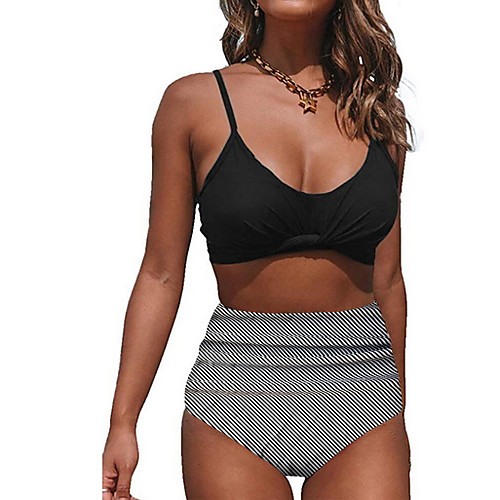 

Women's Bikini Swimwear Swimsuit - Floral S M L White Black Blue Green