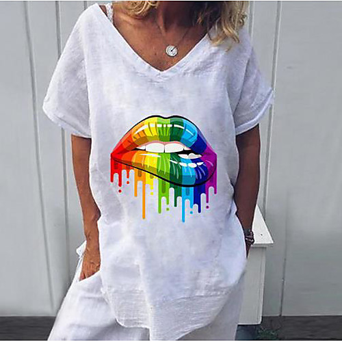 

Women's Solid Colored T-shirt Daily V Neck White / Blue / Red / Yellow