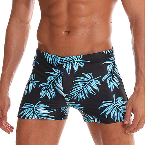 

Men's Beach Bottom Bottoms Swimsuit Lace up Print Geometric Floral Black Blue Swimwear Bathing Suits