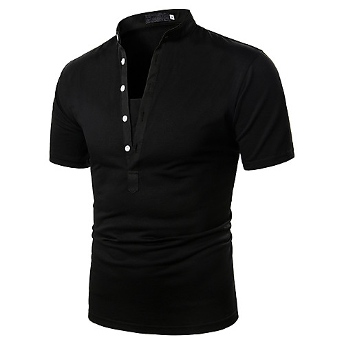 

Men's Solid Colored Black & White Patchwork Polo Basic Daily Work Round Neck White / Black / Short Sleeve