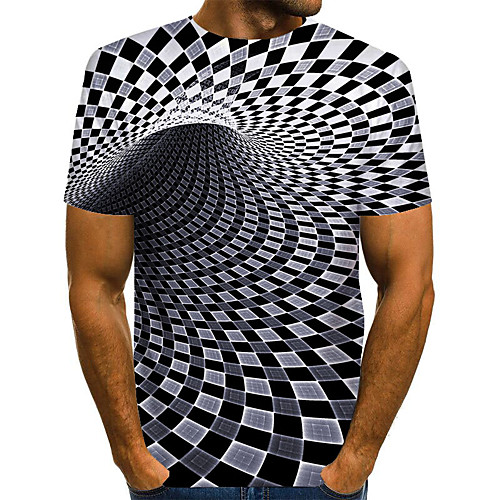 

Men's Plus Size 3D Slim T-shirt Basic Daily Round Neck Gray / Short Sleeve