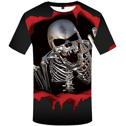 

Men's 3D Graphic T-shirt Daily Round Neck Red / Short Sleeve