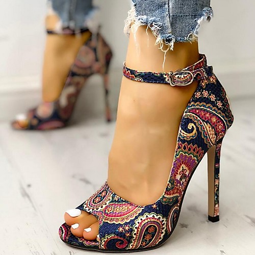

Women's Sandals Heel Sandals Summer Stiletto Heel Open Toe Daily PU Dark Blue