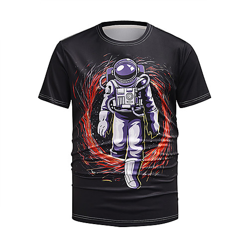 

Men's T shirt Galaxy Cartoon 3D Print Half Sleeve Daily Tops Basic Black