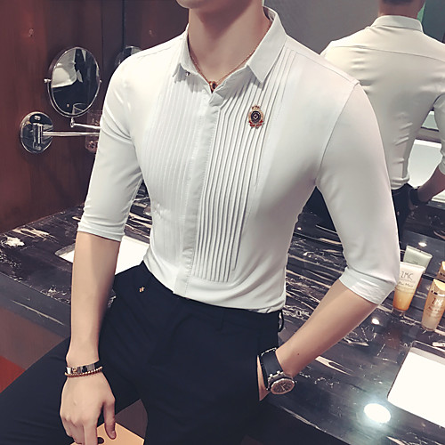 

Men's Shirt Striped Solid Colored Long Sleeve Daily Tops Basic Elegant White Black Wine