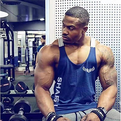 

Men's Tank Top Color Block Sleeveless Sports Tops Black Blue Red