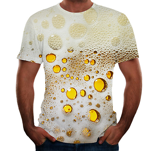 

Men's Plus Size Color Block 3D T-shirt Basic Going out Weekend Round Neck White / Short Sleeve