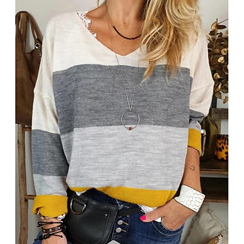 

Women's Striped Print T-shirt Daily Blue / Red / Orange / Green / Gray