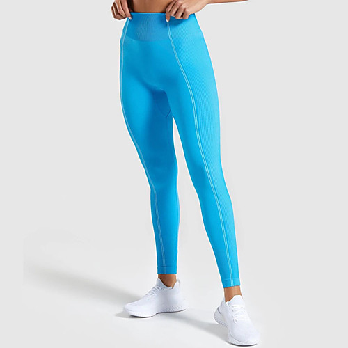 

Women's High Waist Yoga Pants Seamless Cropped Leggings Tummy Control Butt Lift Quick Dry Solid Color Fuchsia Blue Orange Nylon Fitness Gym Workout Running Sports Activewear High Elasticity Skinny