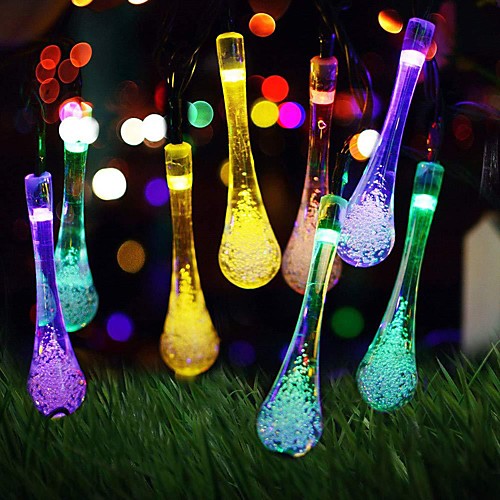 

5m String Lights Solar 20LED Water Drop Raindrop Light String Outdoor Waterproof Christmas Garden Park Bar Cabaret Lantern Ribbon