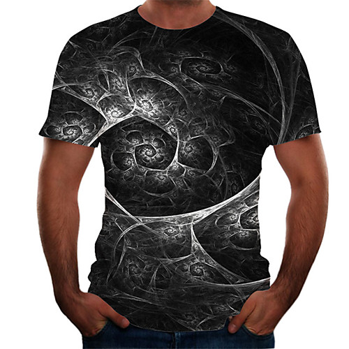 

Men's Plus Size Color Block 3D Print Slim T-shirt Basic Daily Round Neck Dark Gray / Short Sleeve