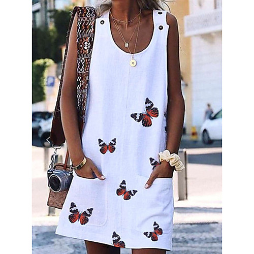 

Women's Shift Dress - Sleeveless Animal Loose White Purple Red Yellow Light Blue S M L XL XXL XXXL XXXXL XXXXXL