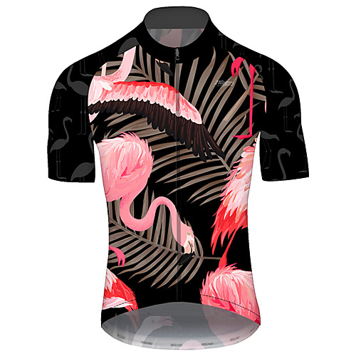 

21Grams Men's Short Sleeve Cycling Jersey Pink Flamingo Floral Botanical Animal Bike Jersey Top Mountain Bike MTB Road Bike Cycling UV Resistant Quick Dry Breathable Sports Clothing Apparel