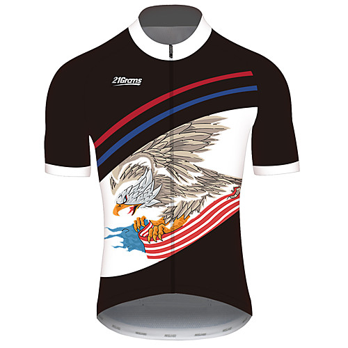 

21Grams Men's Short Sleeve Cycling Jersey Spandex Black / Red American / USA Eagle National Flag Bike Jersey Top Mountain Bike MTB Road Bike Cycling UV Resistant Breathable Quick Dry Sports Clothing