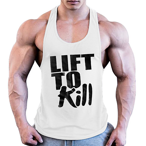 

Men's Letter Tank Top - Cotton Sports Round Neck Wine / White / Black / Red / Yellow / Royal Blue / Navy Blue / Gray / Sleeveless