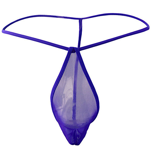 

Men's Mesh G-string Underwear - Normal Low Waist Purple Red White One-Size