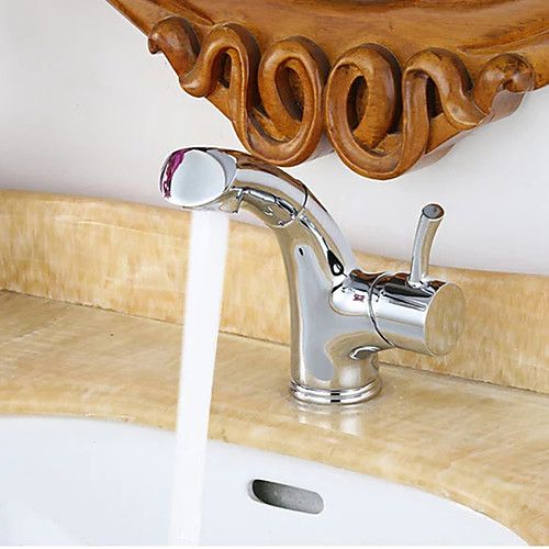 

Bathroom Sink Faucet Pull out Basin Faucets Chrome / Oil-rubbed Bronze / Brown Brass Copper Mixer Single Handle One Hole Bath Taps