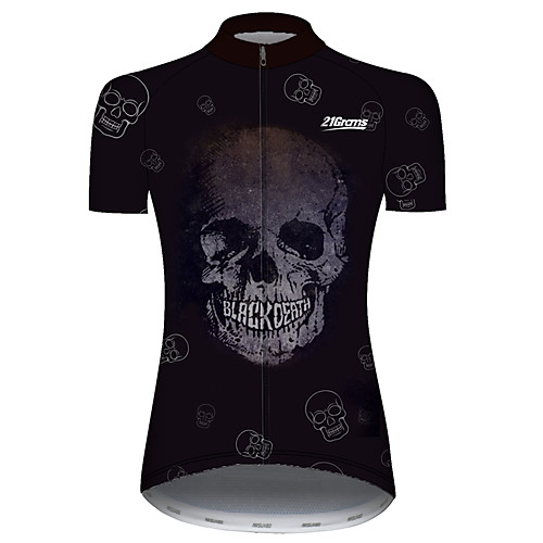 

21Grams Women's Short Sleeve Cycling Jersey Black Skull Bike Jersey Top Mountain Bike MTB Road Bike Cycling UV Resistant Breathable Quick Dry Sports Clothing Apparel / Stretchy / Race Fit