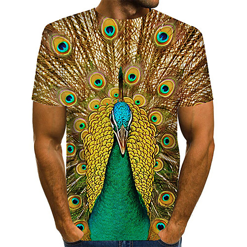 

Men's T shirt Color Block Abstract 3D Plus Size Print Short Sleeve Daily Tops Streetwear Exaggerated Green