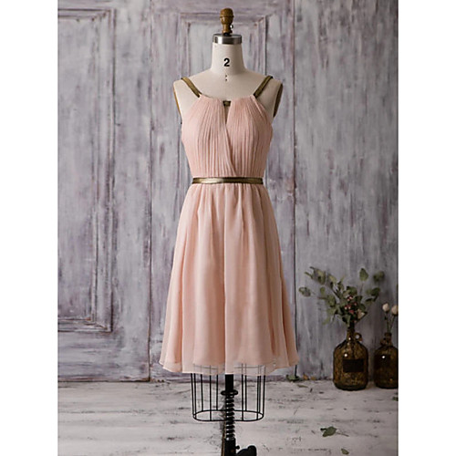 

A-Line Beautiful Back Sexy Homecoming Cocktail Party Dress Off Shoulder Sleeveless Knee Length Polyester with Pleats 2021