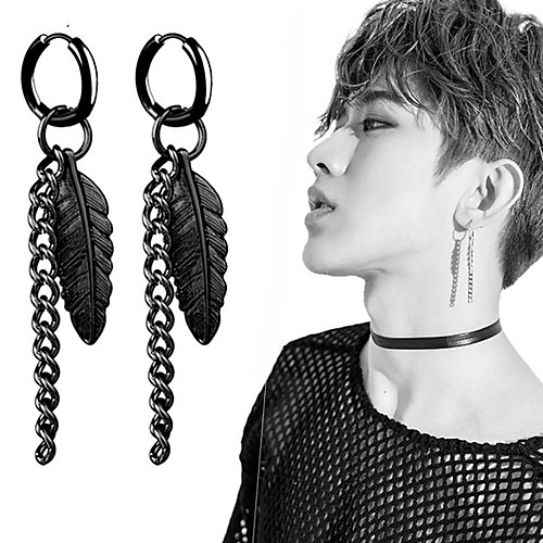 

Men's Drop Earrings Trendy Korean Earrings Jewelry Black For 1pc