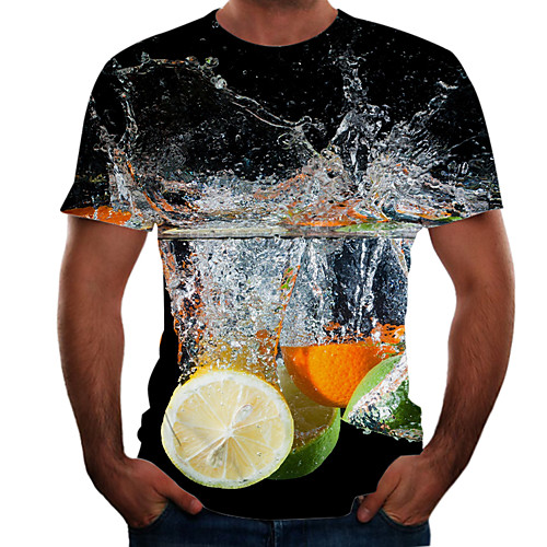 

Men's Plus Size 3D Graphic Print T-shirt Basic Street chic Daily Sports Round Neck Rainbow / Short Sleeve