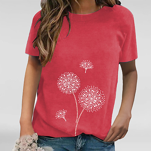

Women's Geometric Print T-shirt Daily Blue / Purple / Red / Fuchsia / Khaki / Green / Gray