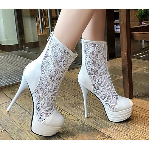 

Women's Boots Stiletto Heel Pointed Toe PU Summer White / Black