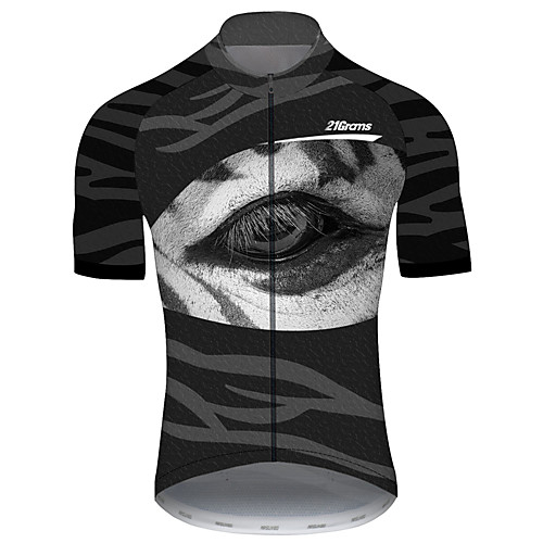 

21Grams Men's Short Sleeve Cycling Jersey Spandex BlackWhite Animal Bike Jersey Top Mountain Bike MTB Road Bike Cycling UV Resistant Quick Dry Breathable Sports Clothing Apparel / Stretchy