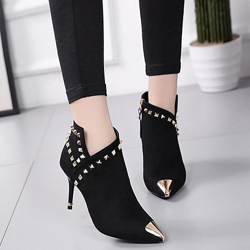 

Women's Heels Stiletto Heel Pointed Toe Suede Booties / Ankle Boots Fall & Winter Black
