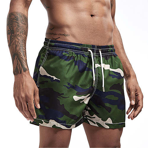 

Men's Sporty Basic Slim Loose Chinos Shorts Pants Camouflage Short Classic Sporty Print Yellow Green Gray / Drawstring / Elasticity