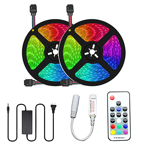 

2x5M Flexible LED Light Strips Light Sets RGB Tiktok Lights 300 LEDs SMD5050 10mm 1 12V 6A Adapter 17-Key Remote Controller 1 set Multi Color Cuttable Party Decorative 12 V