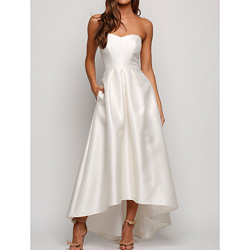 

A-Line Strapless Asymmetrical Taffeta Bridesmaid Dress with Ruching