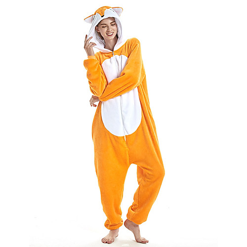 

Adults' Kigurumi Pajamas Fox Onesie Pajamas Flannel Fabric Orange Cosplay For Men and Women Animal Sleepwear Cartoon Festival / Holiday Costumes