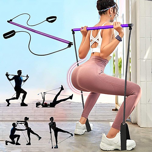 

Pilates Resistance Band and Toning Bar Pilates Exercise Stick Sports Latex Nylon Foam Home Workout Yoga Pilates Portable Adjustable Removable Muscle Building Weight Loss Full Body Toning For Men Women