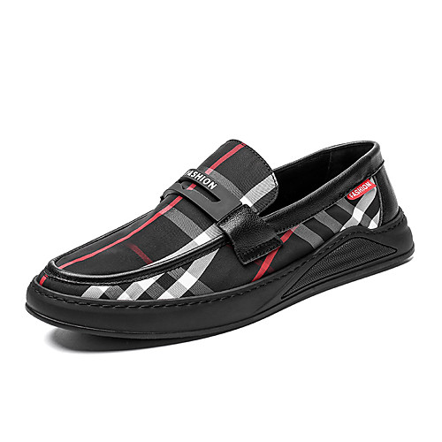 

Men's Summer / Fall Casual / Chinoiserie Daily Outdoor Loafers & Slip-Ons Denim / PU Breathable Non-slipping Black and White / Black / Red / Black
