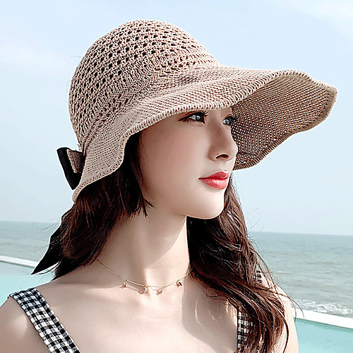 

Women's Sun Hat Fishing Hat Fisherman Hat Hiking Hat 1 PCS Wide Brim Summer Outdoor Portable Sunscreen UV Resistant Breathable Hat Solid Color Cotton White Black Red for Camping / Hiking Hunting