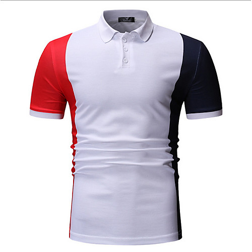 

Men's T shirt Color Block Short Sleeve Sports Tops White Red