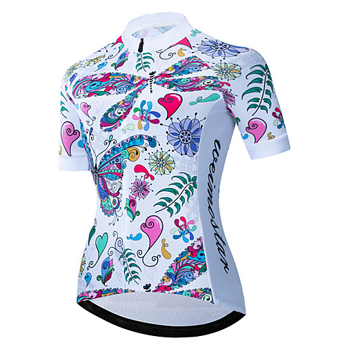 

21Grams Women's Short Sleeve Cycling Jersey Spandex Blue / White Butterfly Floral Botanical Bike Jersey Top Mountain Bike MTB Road Bike Cycling UV Resistant Breathable Quick Dry Sports Clothing